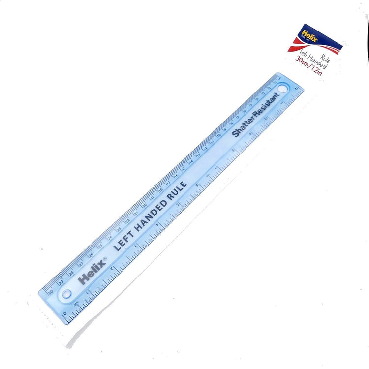 Helix Left-Handed Shatter Resistant Ruler (Blue Tinted) - Elite Left Ltd