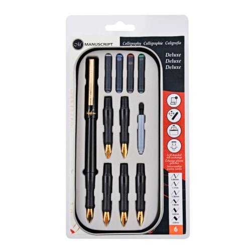 Left-Handed Manuscript Calligrapher's Deluxe Set (6 nib) - Elite Left Ltd