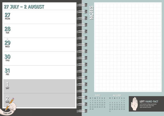2026 A5 Left-Handed Desk Diary - Week to View