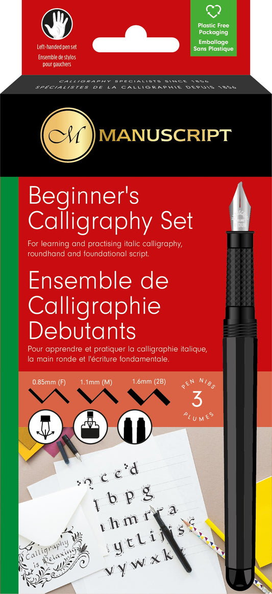 Left-Handed Manuscript Starter Calligraphy Set (3 nib) - Elite Left Ltd