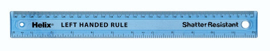 Helix Left-Handed Shatter Resistant Ruler (Blue Tinted) - Elite Left Ltd