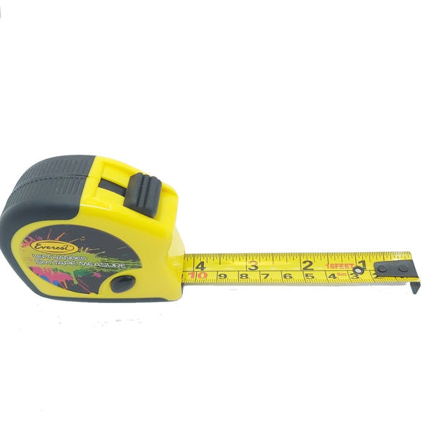 IIVVERR 5M 16Ft Yellow White Retractable Metric English Ruler Tape Measure  Tool w Strap (Herramienta de cinta métrica de regla inglesa retráctil