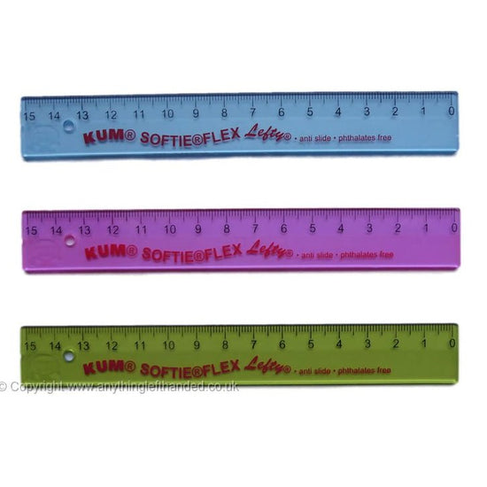 Left-Handed Tinted Softie Flex Ruler 15cm - Elite Left Ltd