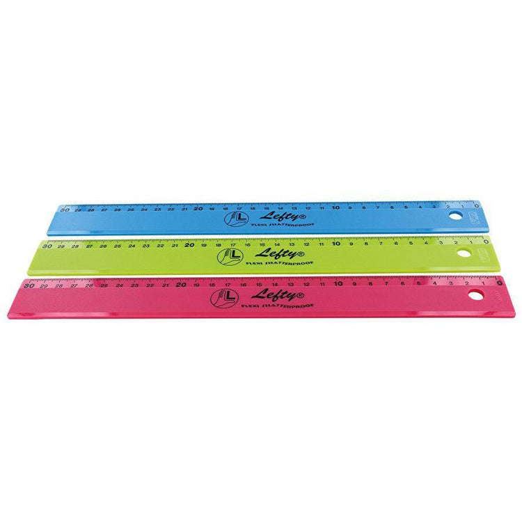 Left-Handed Tinted Softie Flex Ruler 30cm - Elite Left Ltd