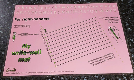 My Write-Well Mat for Left and Right-Handers Pink - Elite Left Ltd